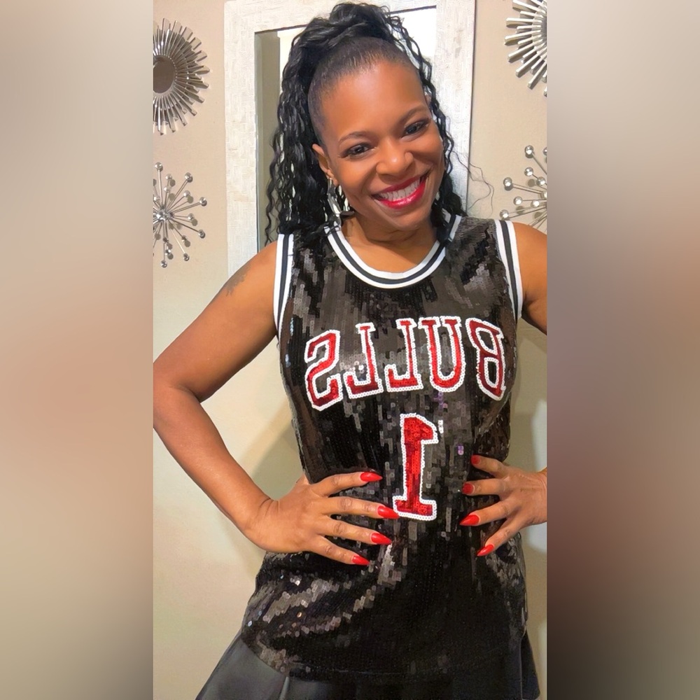 Sale‼️Chicago Bulls Sequin Black jersey - Picture 7 of 15